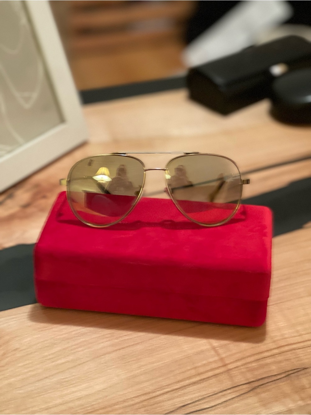 Carolina Herrera Gold Aviator Sunglasses